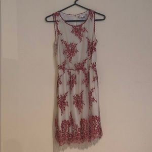 Max Studio Lacy White & Rose Dress